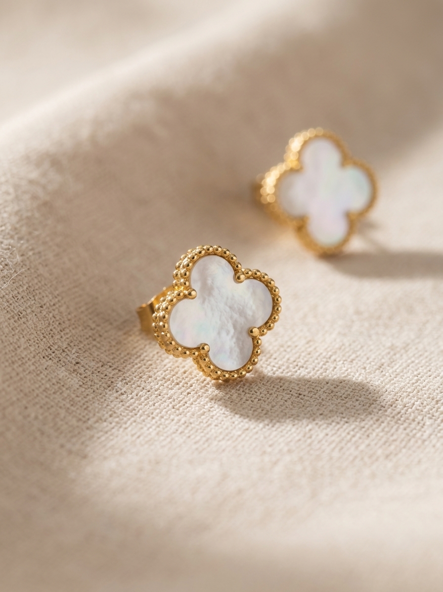 Clover Pearl Studs alt