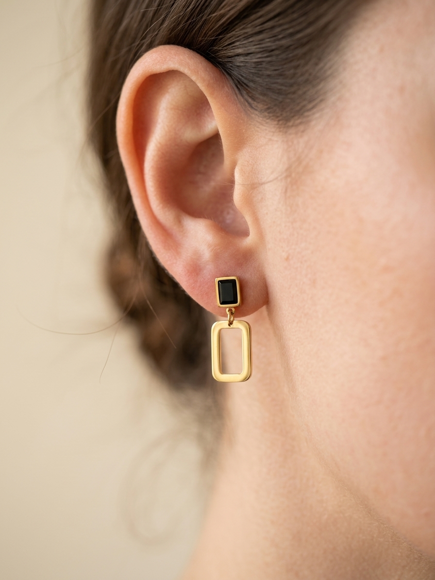 Noir Geometric Drop Earrings alt