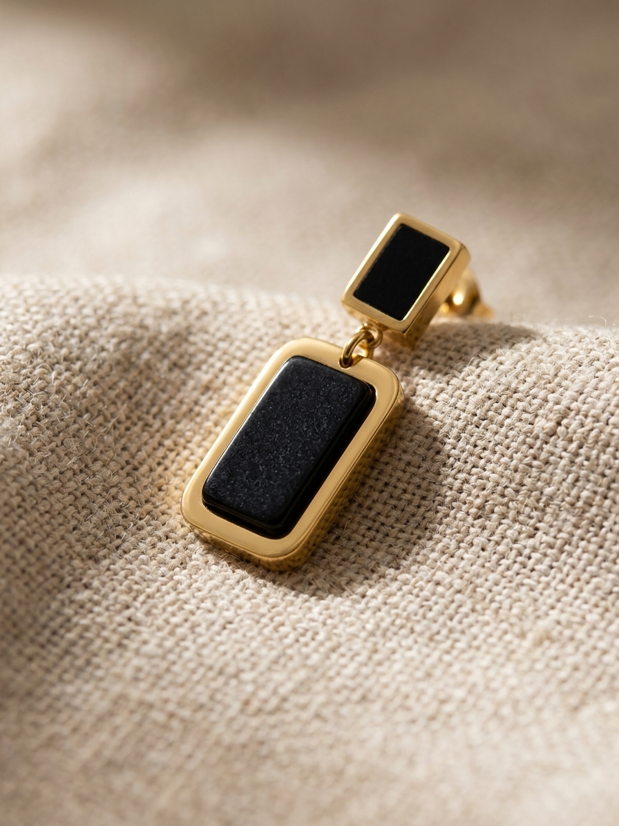 Noir Geometric Drop Earrings