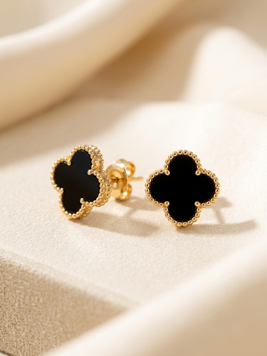 Noir Clover Studs